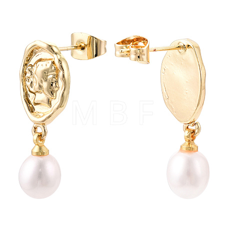 Natural Pearl Dangle Stud Earrings PEAR-N020-06M-1