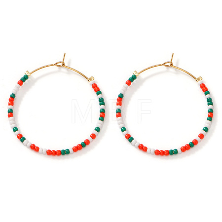 Bohemian Handmade Glass Seed Beads Hoop Earrings XQ3444-2-1