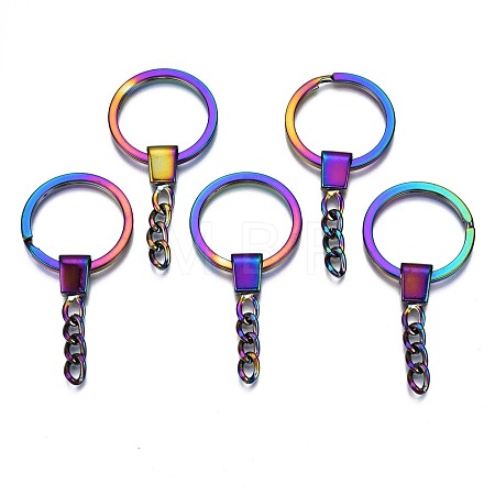 Rainbow Color Alloy Split Key Rings PALLOY-S180-229-NR-1