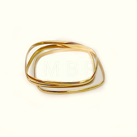 3Pcs Women's Simple Fashion Square PVD Vacuum Plating 201 Stainless Steel Stackable Bangles BJEW-O182-05G-1-1