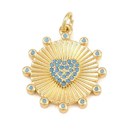 Brass Micro Pave Sky Blue Cubic Zirconia Pendants CU-CBA4A93-02C-G-1