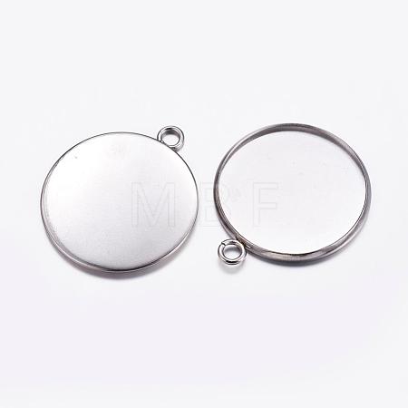 Tarnish Resistant 304 Stainless Steel Pendant Cabochon Settings STAS-K146-054-25mm-1