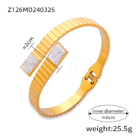 304 Stainless Steel Pave Cubic Zirconia Hinged Bangles for Women FS-WG9A3B1-03-1