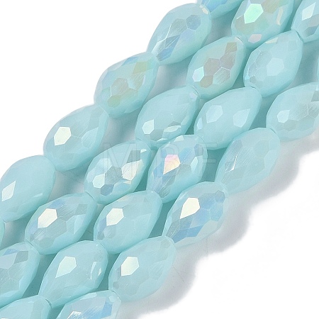 Opaque Solid Color Electroplate Glass Beads Strands EGLA-N013-P10mm-B11-1