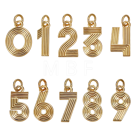 10Pcs 10 Styles Brass Pendants KK-PH0015-42-1