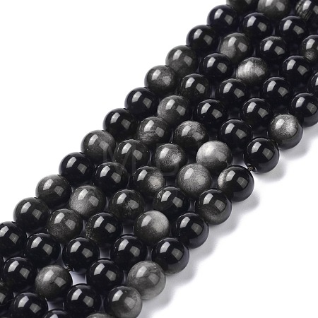 Natural Silver Obsidian Beads Strands G-D083-01B-1