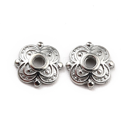 4-Petal Tibetan Style Alloy Flower Bead Caps TIBE-S222-P-NR-1