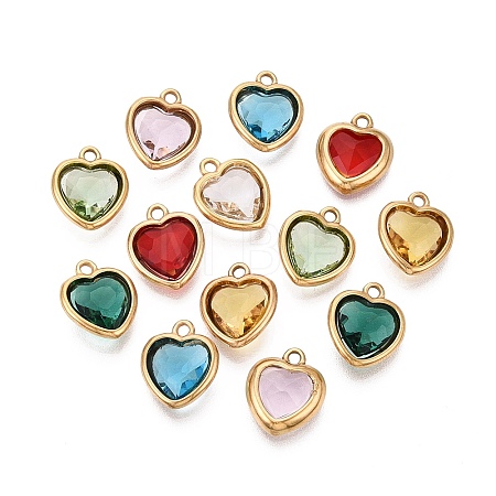 Valentine's Day 304 Stainless Steel with Glass Charms STAS-Q119-01G-1