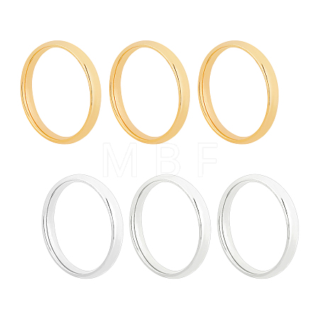 304 Stainless Steel Flat Plain Band Rings STAS-UN0014-94-1