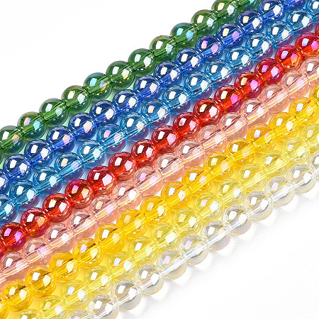 Electroplate Transparent Glass Beads Strands GLAA-T032-T4mm-AB-1