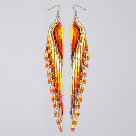 Bohemian Long Tassel Glass Seed Beaded Dangle Earrings for Women LS-IW9172-4-1
