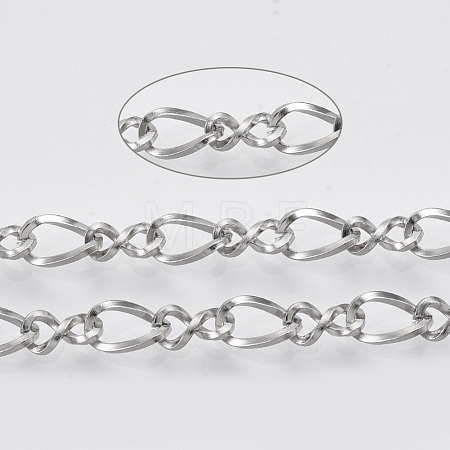 Non-Tarnish 304 Stainless Steel Figaro Chains X-STAS-R100-18-1