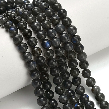Natural Black Labradorite Beads Strands G-L642-B15-6mm-1