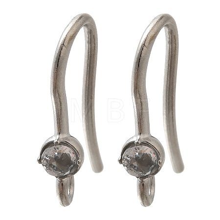304 Stainless Steel Rhinestone Earring Hooks STAS-D310-01P-04-1