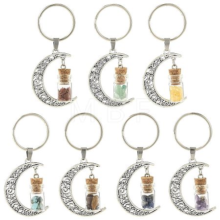 7Pcs Moon Alloy Pendant Decorations HJEW-FS00086-1