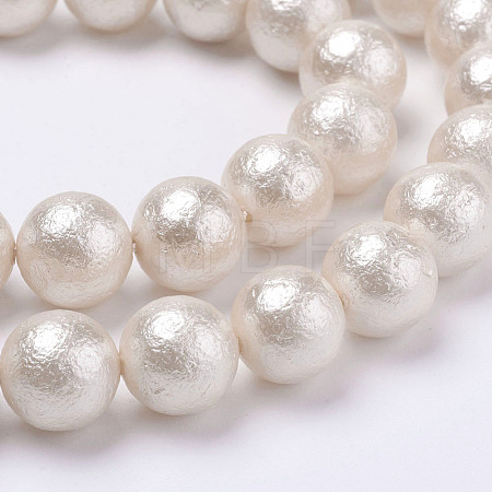 Wrinkle Textured Shell Pearl Beads Strands BSHE-F013-02-6mm-1