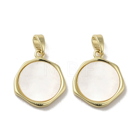 Brass Pave Shell Pendants KK-I708-14B-G-1