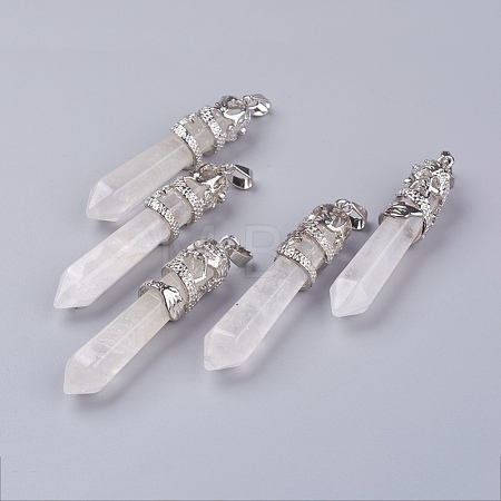 Natural Quartz Crystal Big Pointed Pendants G-G738-A-40-1