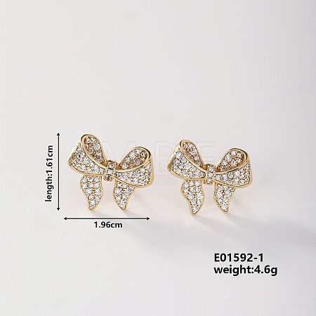 French Style Elegant Cute Bowknot Bow Stud Earrings with Rhinestones YD1579-1