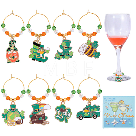 8Pcs Brass Wine Glass Charm Rings AJEW-SC00080-1