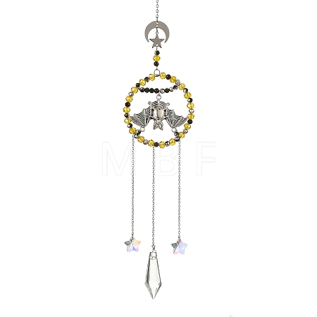 Halloween Bat Alloy Hanging Suncatcher HJEW-JM05042-1