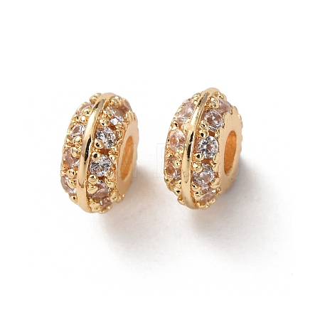 Brass Micro Pave Clear Cubic Zirconia Beads KK-C253-11LG-1