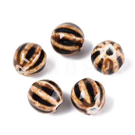 Vintage Porcelain Corrugated Beads PORC-N013-11S-1