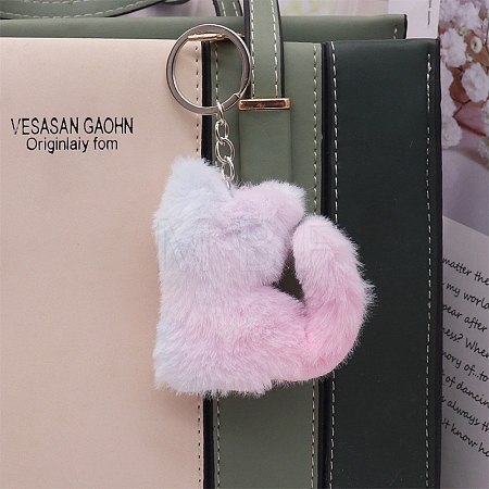 Imitation Rabbit Fur Keychain PW-WGED029-11-1