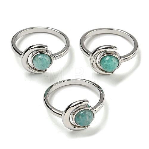 Natural Amazonite Adjustable Rings RJEW-K269-09P-10-1