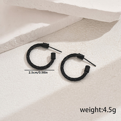 Stylish Stainless Steel Twisted C-shaped Stud Earrings for Women's Daily Wear NT3408-3-1