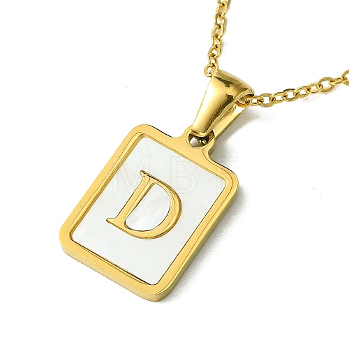 Ion Plating(IP) Rectangle with Initial Letter 304 Stainless Steel Pendant Necklace NJEW-R265-04G-D-1