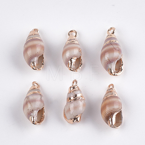 Electroplate Spiral Shell Pendants SSHEL-T006-13-1