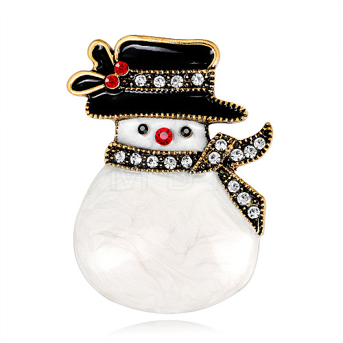 Christmas Snowman Enamel Pin with Rhinestone XMAS-PW0001-267A-1