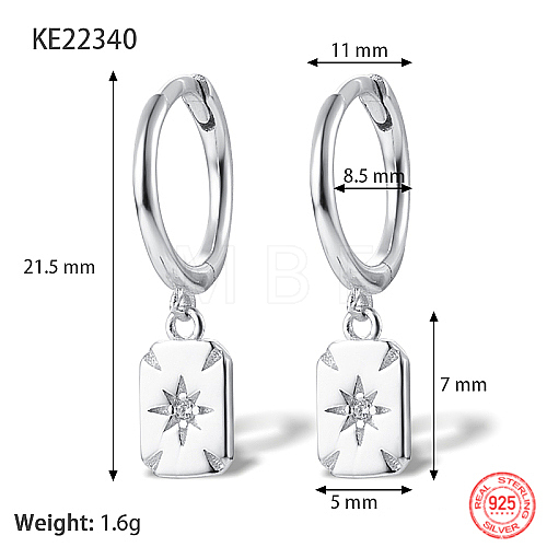 Rhodium Plated Platinum 925 Sterling Silver Dangle Hoop Earrings for Women GN7396-5-1