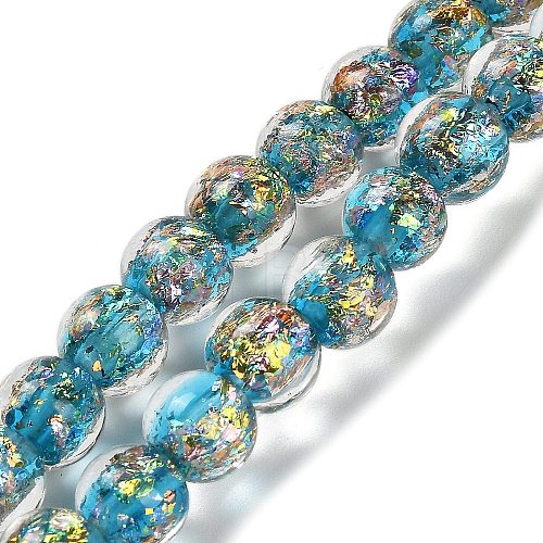 Handmade Dichroic Foil Glass Beads Strands DICH-U001-02G-1