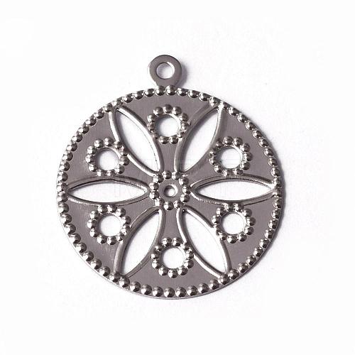 Tarnish Resistant 201 Stainless Steel Filigree Pendants STAS-O092-22-1