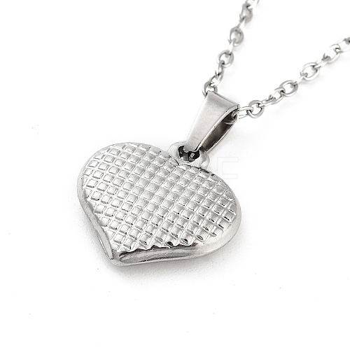 Heart with Tartan 304 Stainless Steel Pendant Necklaces NJEW-G083-03E-P-1