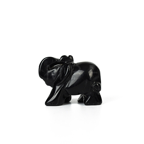 Natural Obsidian Elephant Decorations G-PW0007-020C-1