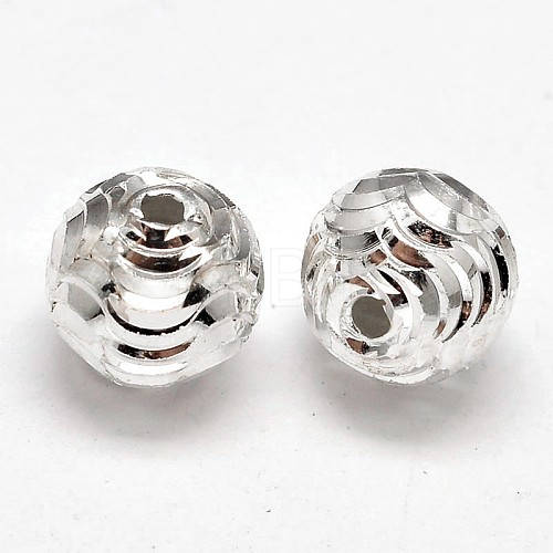 Fancy Cut 925 Sterling Silver Round Beads STER-F012-08C-1