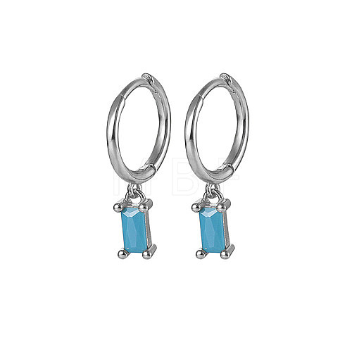 Anti-Tarnish Platinum Rhodium Plated 925 Sterling Silver Dangle Hoop Earrings for Women SY2365-7-1