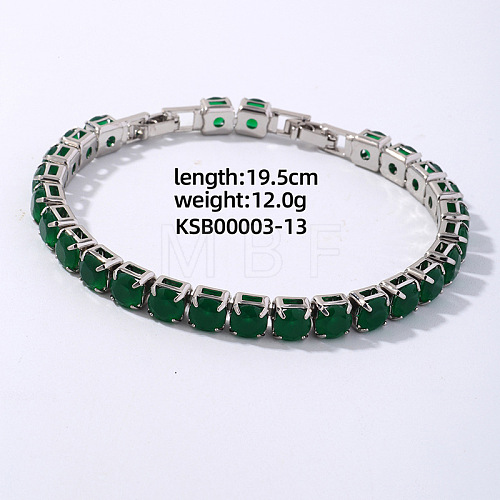 Hip-hop Brass Micro Cubic Zirconia Link Chain Bracelets for Men and Women FX8797-13-1