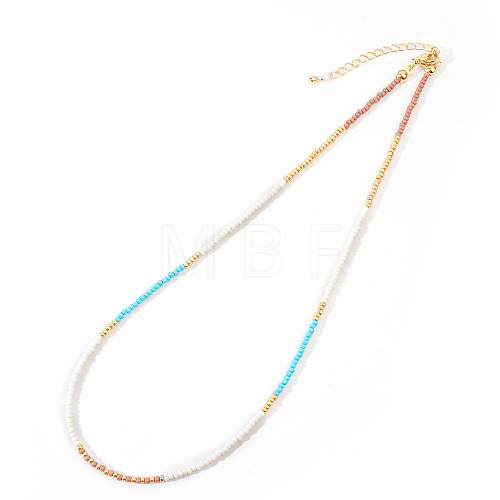 Vintage Short Colorful Glass Seed Beaded Necklace AF0855-2-1