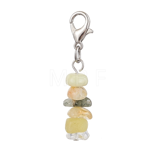 Natural Quartz Crystal & Lemon Jade & Citrine & Prehnite Chips Pendant Decoration HJEW-JM02346-02-1