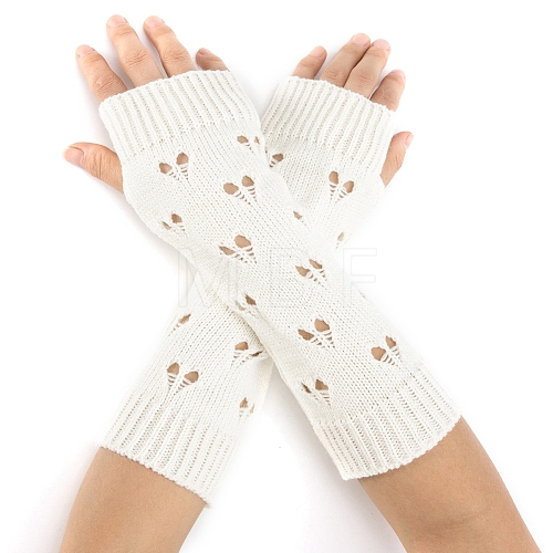 Warm Knitted Acrylic Fiber Heart Half Sleeve Gloves PW-WGC2DC6-03-1
