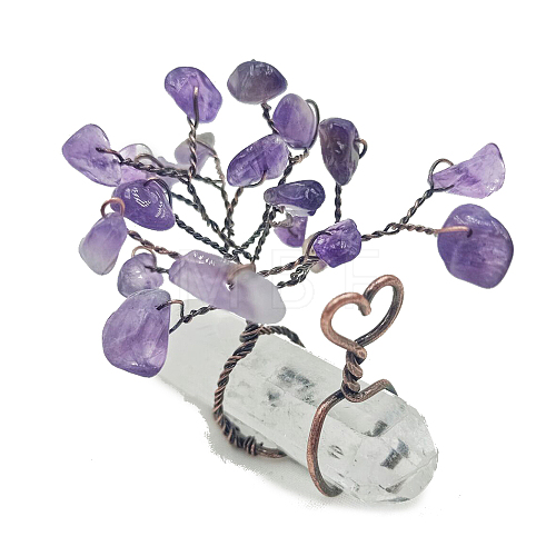 Natural Amethyst Chips Tree of Life Decorations PW-WG91658-01-1