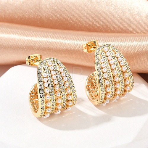 Brass Stud Earrings KK-U058-68G-1