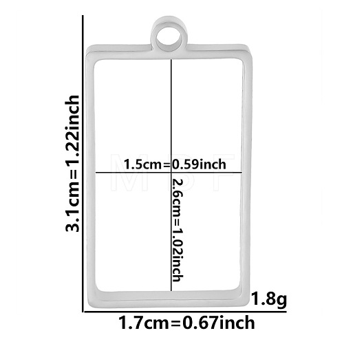 Non-Tarnish Stainless Steel Open Back Bezel Pendants PW-WGB5BE7-15-1