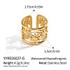 304 Stainless Steel Floral Hollow Wide Band Rings for Women WG3245-1-2