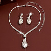 Brass Rhinestone Pendant Necklaces & Stud Earrings Sets for Women WGFE659-03-1