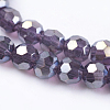 Faceted(32 Facets) Round Electroplate Glass Beads Strands X-EGLA-D021-73-3